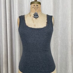 linQ Los Angeles Women's Gray Tank Top With Silk Trim Size M